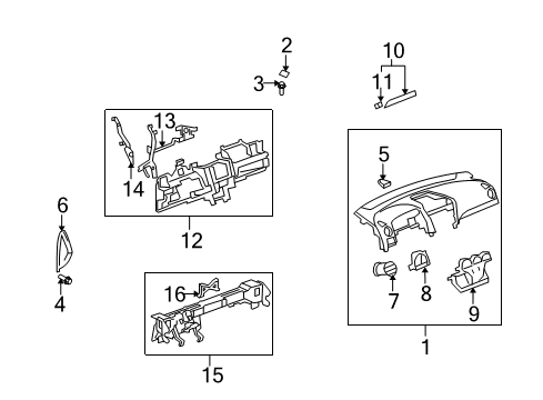 2010 Saturn Vue Cluster & Switches, Instrument Panel Diagram 1 - Thumbnail