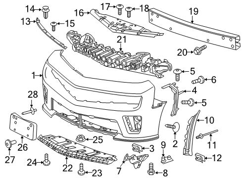 2012 Chevy Camaro Molding,Front Bumper Fascia Blackout Diagram for 92238867