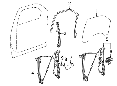 2014 Chevy Silverado 1500 Window, Front Side Door (Lh) Diagram for 20979116