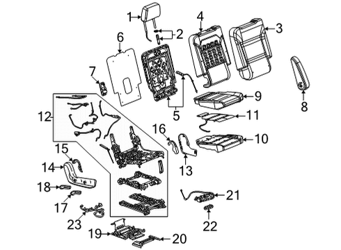 2021 Cadillac Escalade ESV Second Row Seats, Body Diagram 2 - Thumbnail