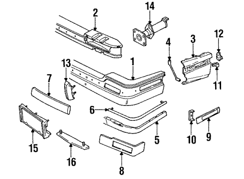 1988 Cadillac Seville Front Bumper Cover Diagram for 20687143