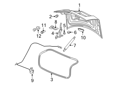 2006 Cadillac STS Latch Assembly, Rear Compartment Lid Diagram for 25885393