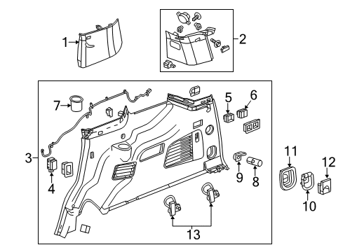 2015 GMC Yukon Interior Trim - Quarter Panels Diagram 2 - Thumbnail