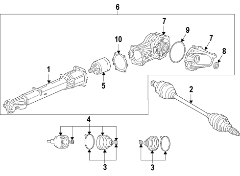 2008 Saturn Outlook Rear Axle, Axle Shafts & Joints, Differential, Drive Axles, Propeller Shaft Diagram