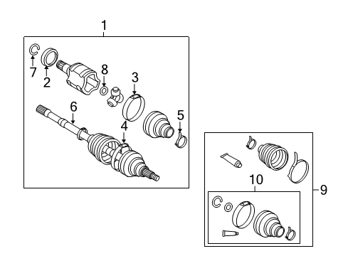 2009 Pontiac Vibe Ring,Rear Wheel Drive Shaft Retainer Diagram for 19183736