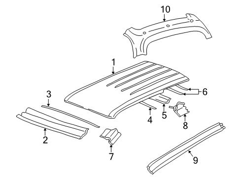 2004 Oldsmobile Bravada Reinforcement,Roof Panel Bow Diagram for 15087964