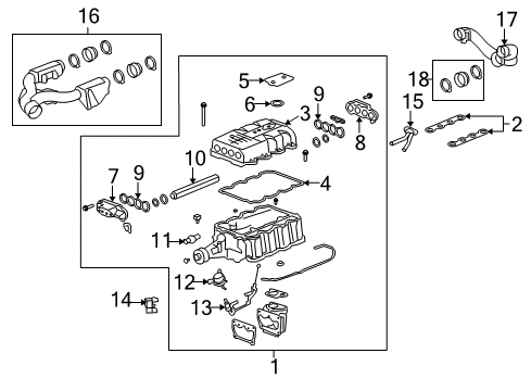 2008 Cadillac XLR Seal, Rear Intake Air Duct Diagram for 12584008