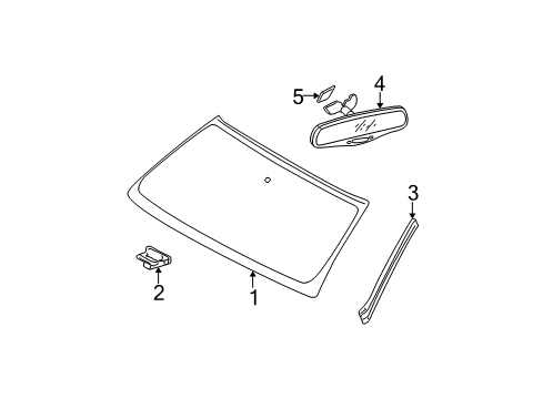 2000 GMC Yukon Windshield Glass, Wiper & Washer Components Diagram 1 - Thumbnail