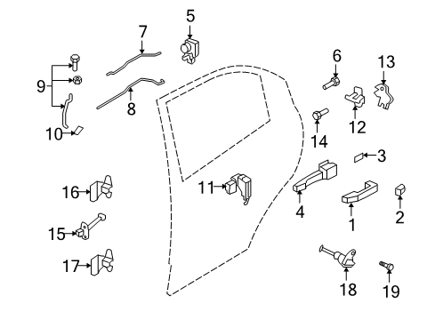 2009 Chevy Aveo Rear Door - Lock & Hardware Diagram