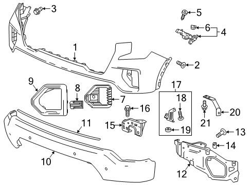 2019 GMC Sierra 1500 Support Assembly, Front Bpr Fascia Ctr Diagram for 84447423