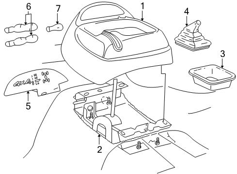 1997 GMC Sonoma Center Console, Front Console Diagram 2 - Thumbnail