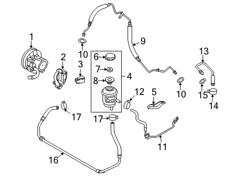 2009 Chevy Aveo5 P/S Pump & Hoses, Steering Gear & Linkage Diagram