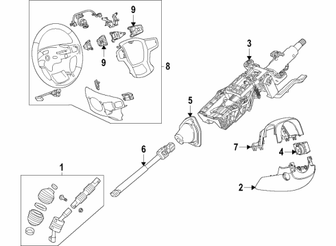 2023 GMC Yukon XL WHEEL ASM-STRG *VERY DARK AT Diagram for 85594315