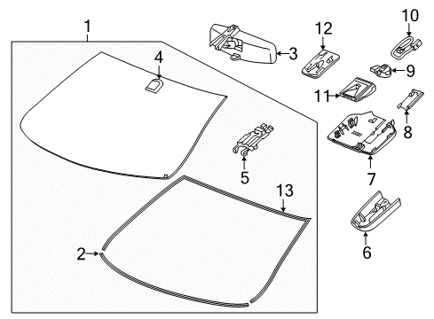 2022 Chevy Malibu Glass, Reveal Moldings Diagram