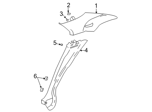 2005 Cadillac CTS Interior Trim - Quarter Panels Diagram