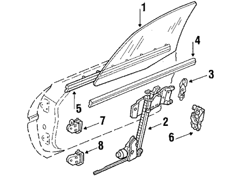 1984 Chevy Corvette Front Side Power Window Regulator Assembly Diagram for 22063225