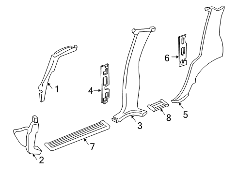 2006 GMC Yukon XL 1500 Interior Trim - Pillars, Rocker & Floor Diagram