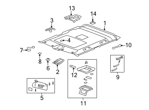 2008 Hummer H2 Retainer, Roof Rear Console Diagram for 25995622