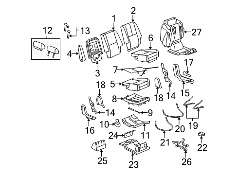 2013 Chevy Suburban 2500 Rear Seat Components Diagram 1 - Thumbnail