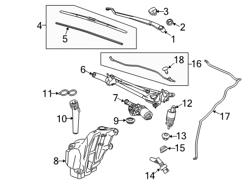 2015 Chevy Malibu Wiper & Washer Components, Body Diagram