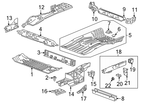 2021 GMC Terrain Rear Floor & Rails Diagram