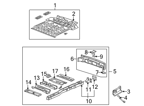 2008 Chevy Uplander Rear Body - Floor & Rails Diagram 1 - Thumbnail