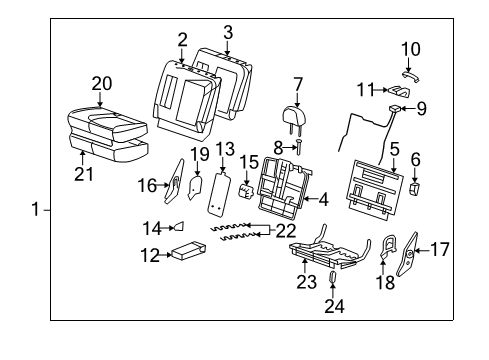 2009 Saturn Vue Recliner,Rear Seat Inner Diagram for 96839511