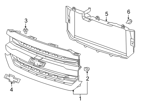 2016 Chevy Silverado 1500 Grille & Components Diagram