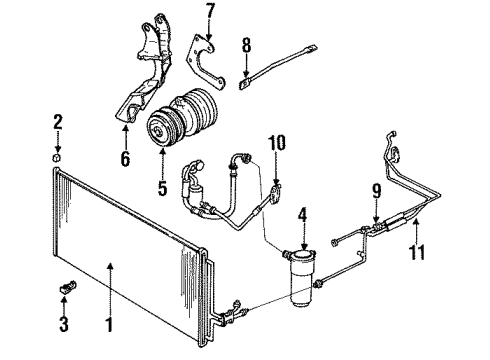 1996 Pontiac Grand Prix A/C Condenser, Compressor & Lines Diagram