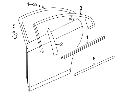 2009 Saturn Aura Exterior Trim - Rear Door Diagram 1 - Thumbnail