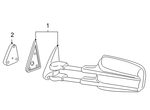 2000 GMC Yukon XL 2500 Outside Mirrors Diagram 1 - Thumbnail