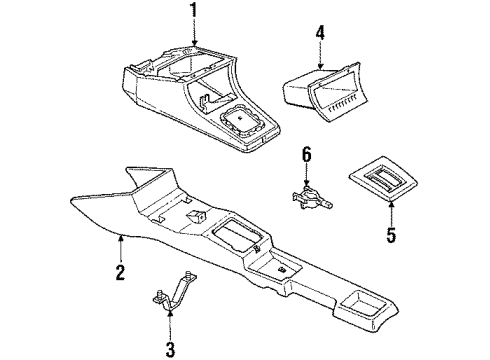 1993 Pontiac LeMans CONSOLE, Floor Console Diagram for 96135377