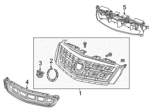 2015 Cadillac XTS Grille & Components Diagram 1 - Thumbnail