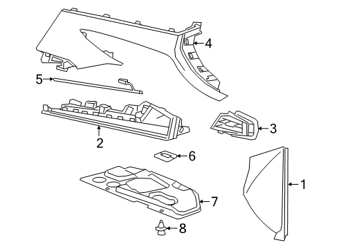 2020 Cadillac XT6 Panel Assembly, I/P Lwr Tr *Black Diagram for 85126972