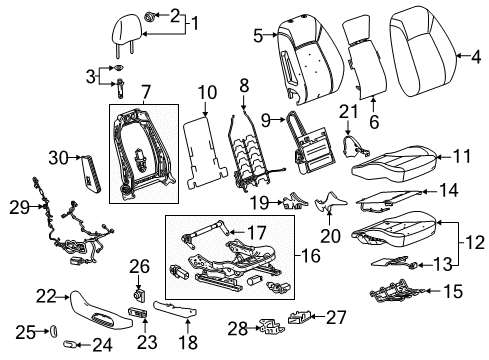 2019 Buick Regal Sportback Passenger Seat Components Diagram 6 - Thumbnail