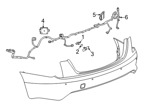 2020 Cadillac CT4 Harness Assembly, Rear Object Alarm Sen Wrg Diagram for 84750478