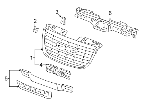 2012 GMC Yukon Grille & Components Diagram 2 - Thumbnail