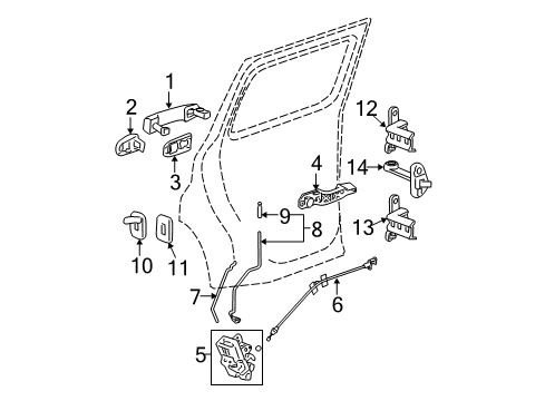 2007 Chevy HHR Rear Side Door Lock Assembly Diagram for 20791795