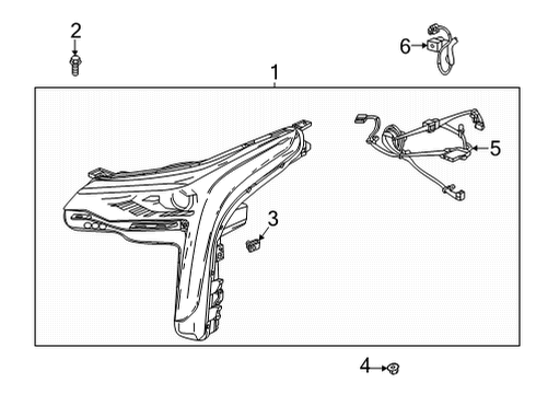 2022 Cadillac CT4 Headlamp Components Diagram 1 - Thumbnail