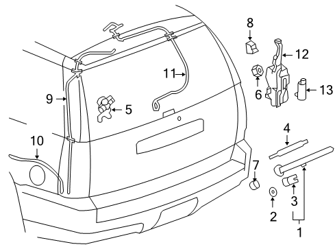 2014 Chevy Tahoe Hose Assembly, Windshield Washer Lift Gate Extension Side Lower Diagram for 20784419