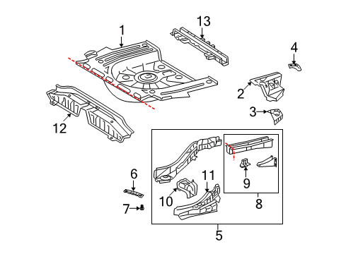 2009 Pontiac Vibe Extension,Underbody Rear Cr Sill Diagram for 19184071