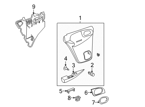 2004 GMC Envoy Plug, Rear Side Door Armrest Finish *Pewter I Diagram for 15095816