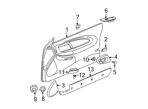 2002 Chevy Monte Carlo Bezel, Front Side Door Inside Handle, Rh *Pewter R Diagram for 15253170