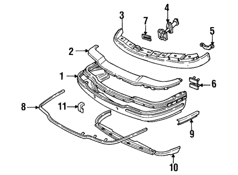 1994 Buick Park Avenue Front Bumper Cover Diagram for 25633236