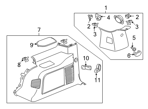 2010 GMC Yukon Interior Trim - Quarter Panels Diagram 3 - Thumbnail