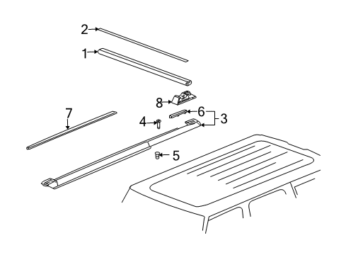 2003 Hummer H2 Slat Assembly, Luggage Carrier Diagram for 15715975