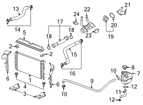 2009 Chevy Malibu Radiator & Components Diagram 1 - Thumbnail