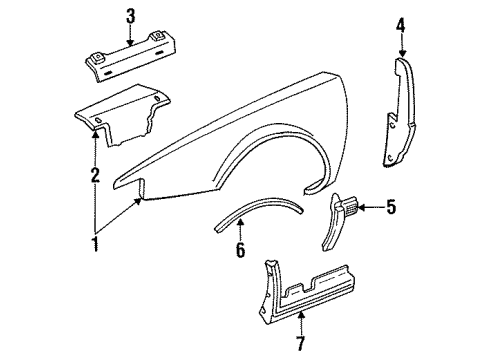 1994 Cadillac Seville Fender & Components, Exterior Trim, Trim Diagram