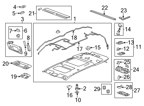 2009 Buick Enclave Support, Sunshade *Light Cashmere Diagram for 15877014