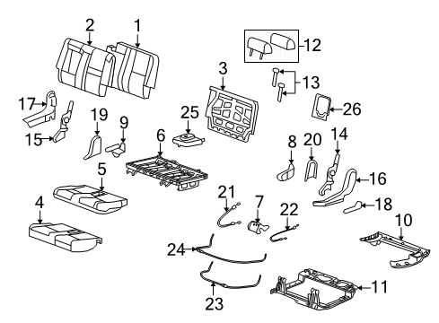 2010 Cadillac Escalade Rear Seat Components Diagram 1 - Thumbnail